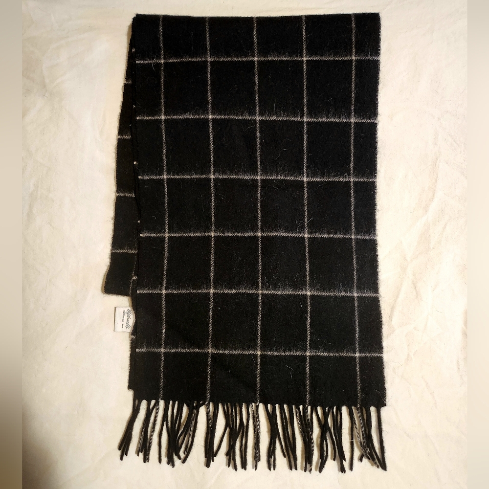 Michaelis Black And White Windowpane Check Plaid Men's Scarf